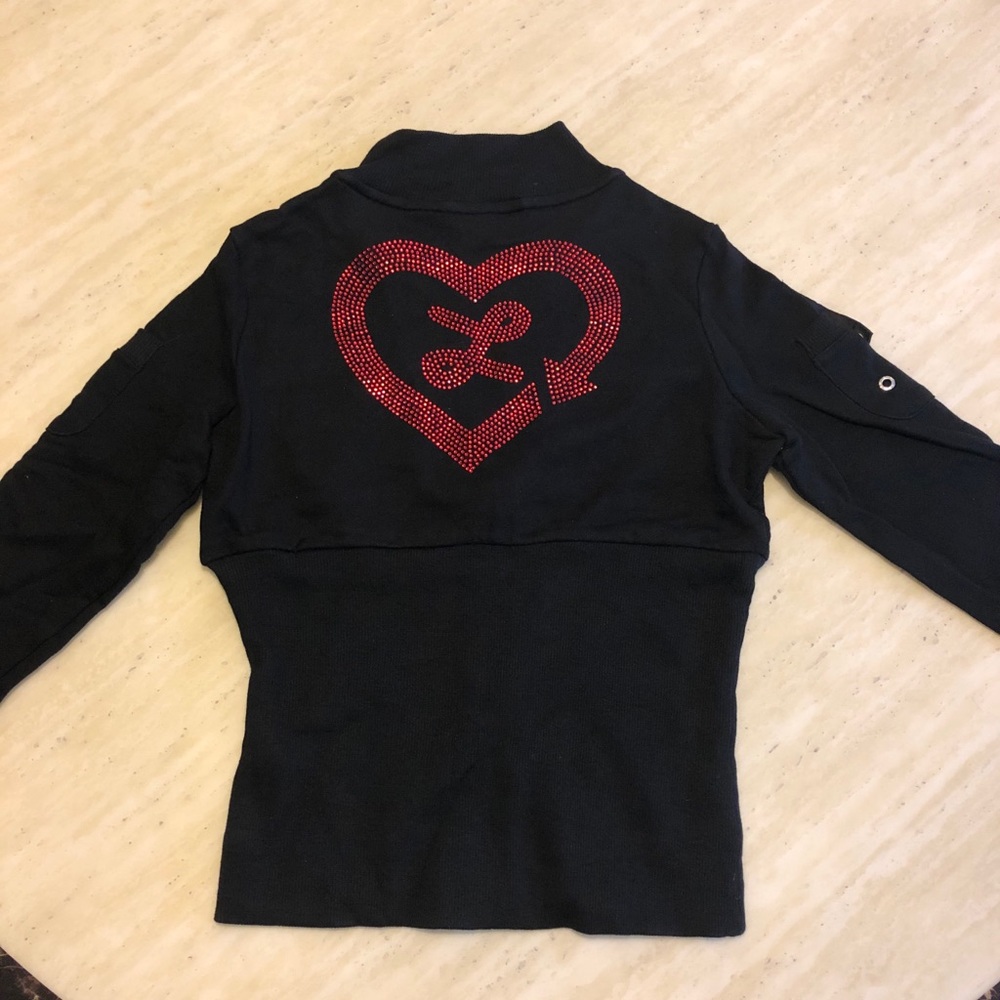 New Luxirie Crystal Logo Embellished Bomber Jacket